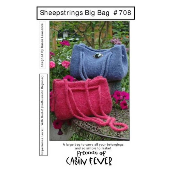New Karen Lawrence Cabin Fever 708 Sheepstrings Big Bag Felted Knitting Pattern - Picture 2 of 2